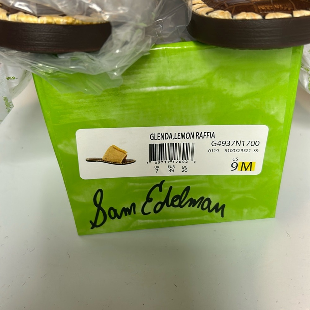 NWT Sam Edelman Glenda Lemon Zest Raffia slide sandal - Picture 4 of 5